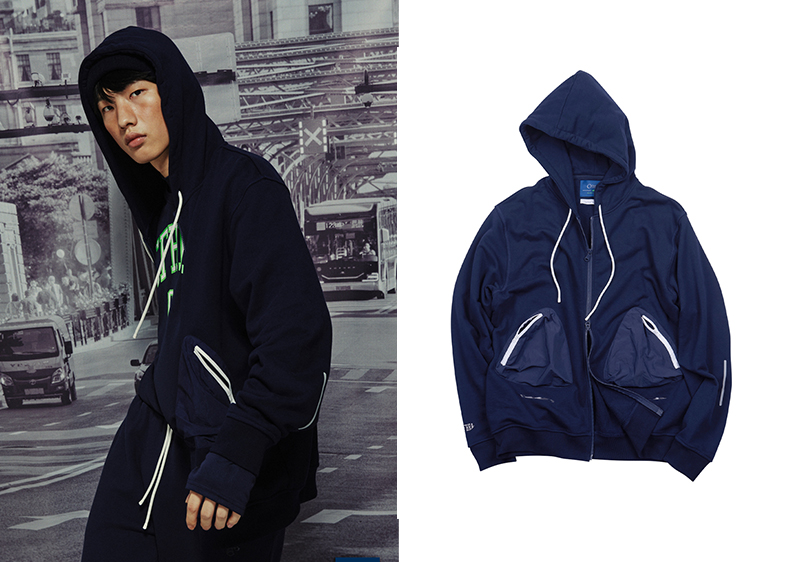 尼龙贴袋拉链卫衣