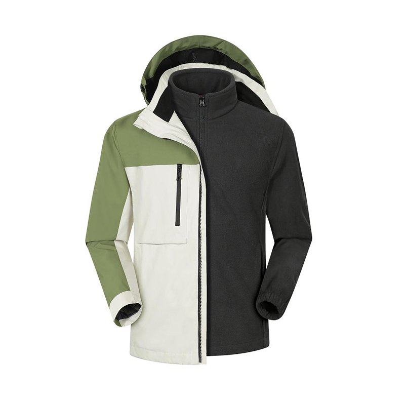 1500克YKK拉链羽绒腋下带透气孔拼色三合一冲锋衣（带帽帽子可拆卸）