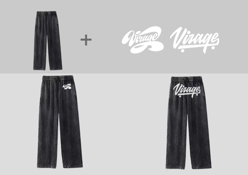 水洗卫裤+印绣花图案