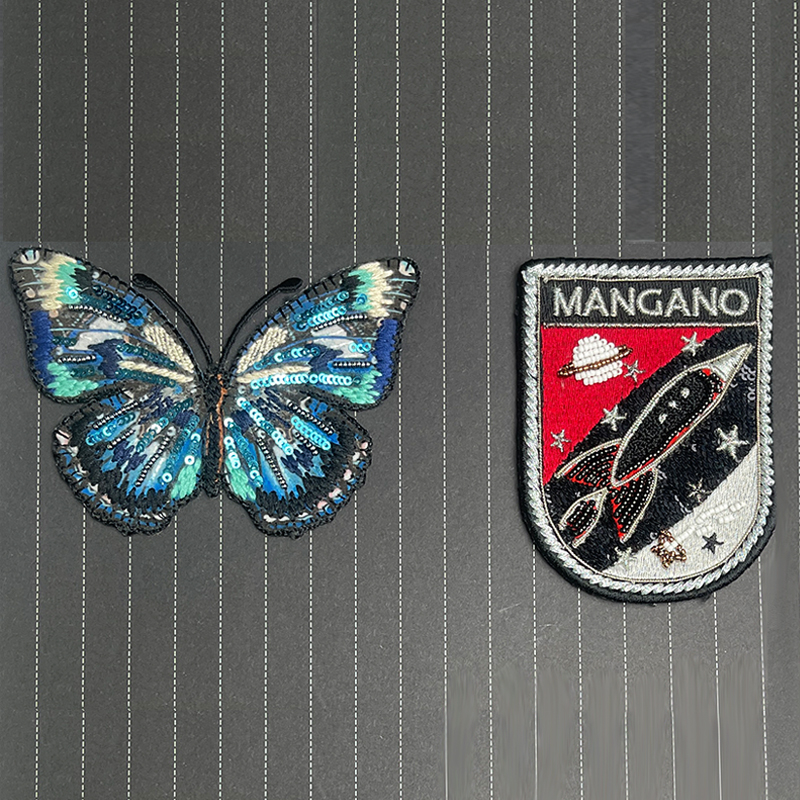 珠片绣刺绣徽章主标装饰标