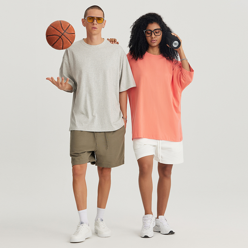 245克纯棉宽版潮牌款式大落肩短袖T恤FOG大地色