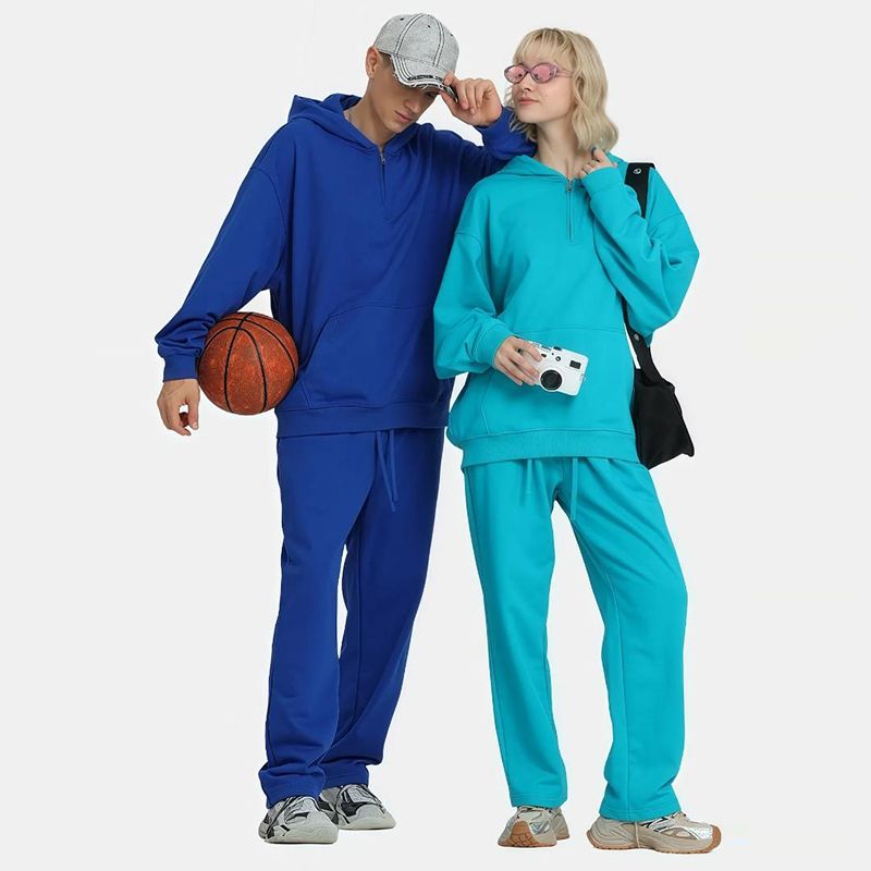 430克浅绒毛圈半拉链卫衣帽衫