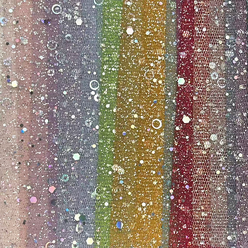 硬彩纱亮片舞台面料