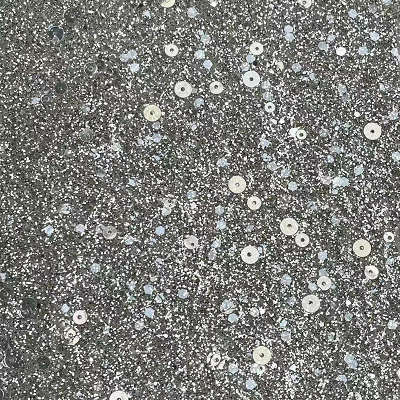 蕾丝肌理大网洞亮片银闪网纱舞台面料