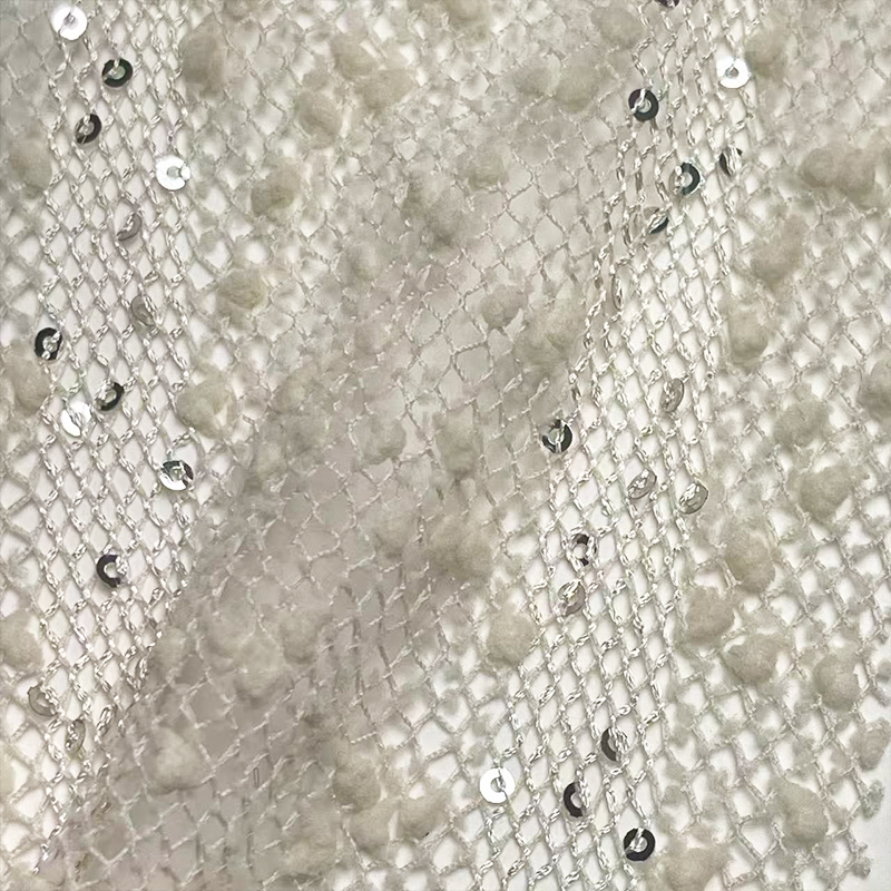 小香风珠片网纱面料