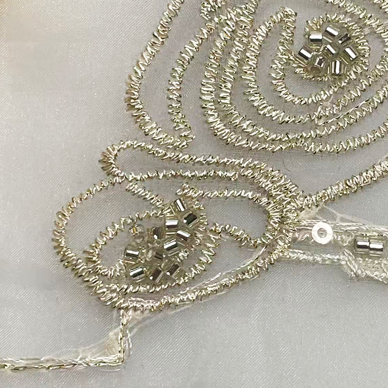 钉珠管珠蕾丝网布面料