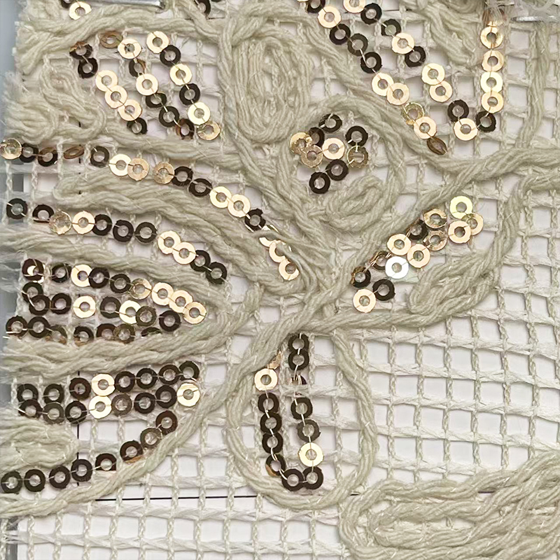 粗棉线编织亮片面料