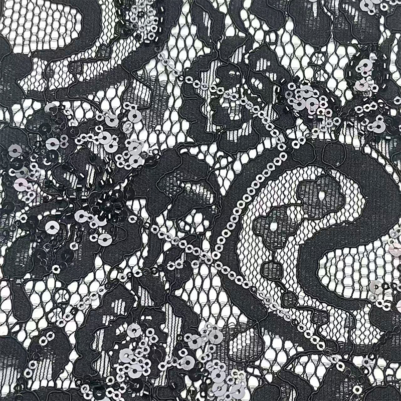 立体股线蕾丝管珠绣面料