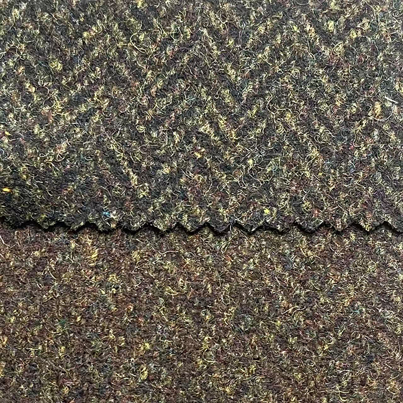 500g50羊毛混纺彩点人字纹毛呢面料