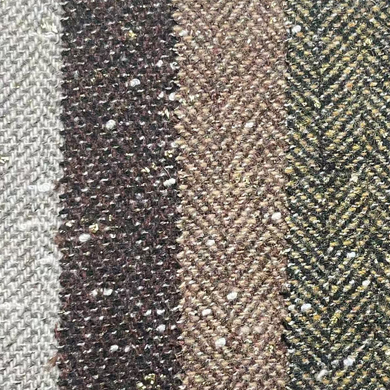 450g50羊毛金丝人字纹毛呢面料