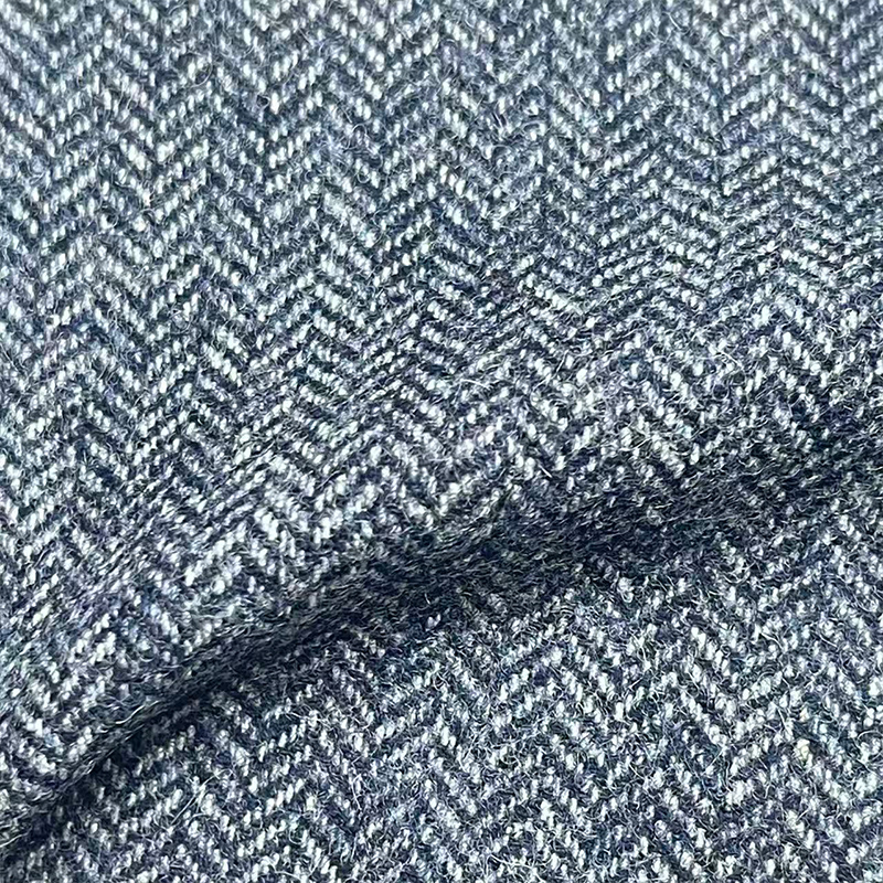 50羊毛15人棉人字纹毛呢面料