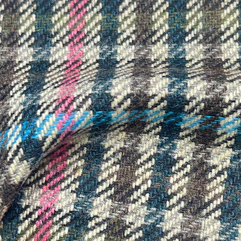 百分百聚酯纤维格纹毛呢面料