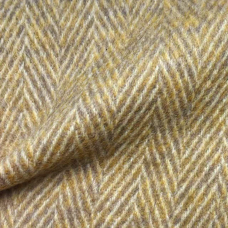 850g百分百羊毛人字纹毛呢面料