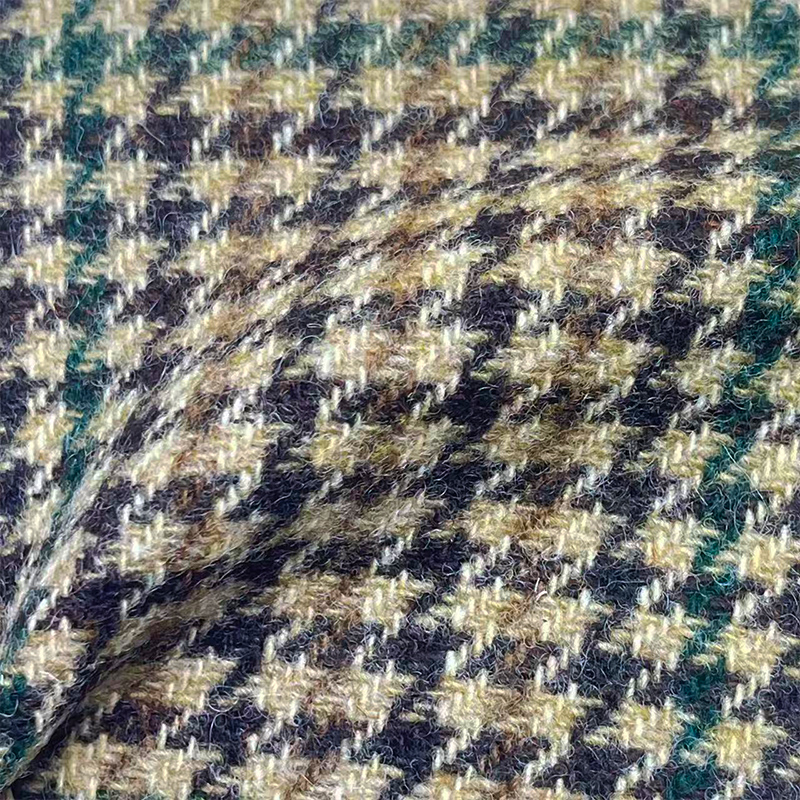 420g百分百羊毛千鸟格纹毛呢面料