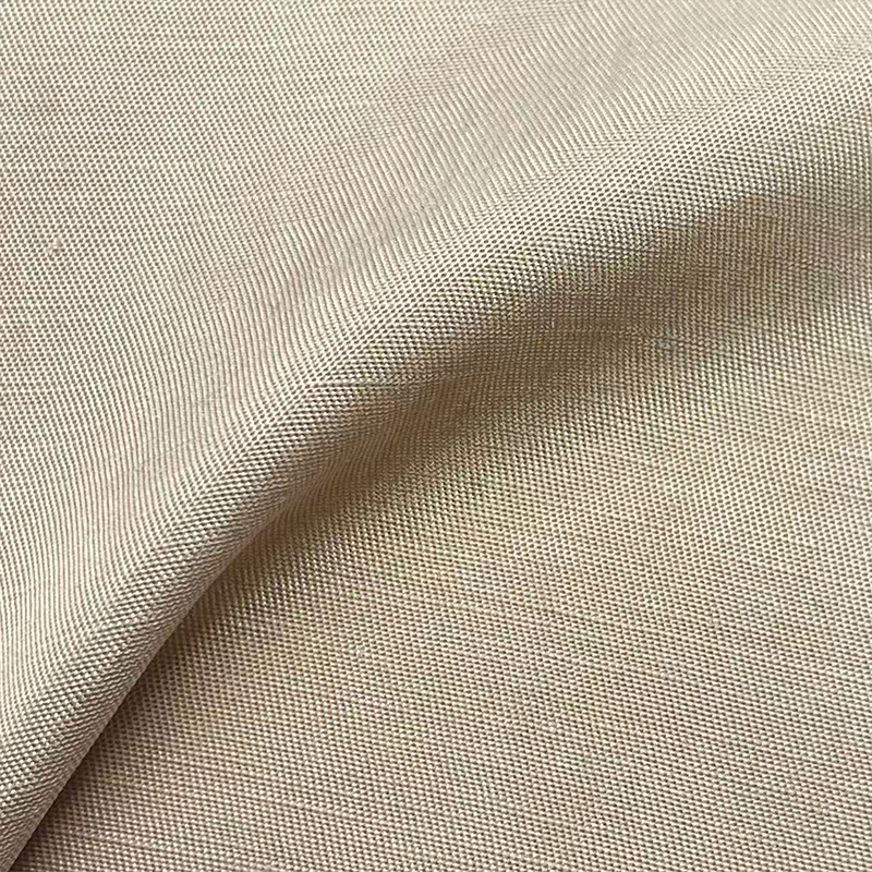 119g赛丽晶棉亚麻混纺缎面礼服面料
